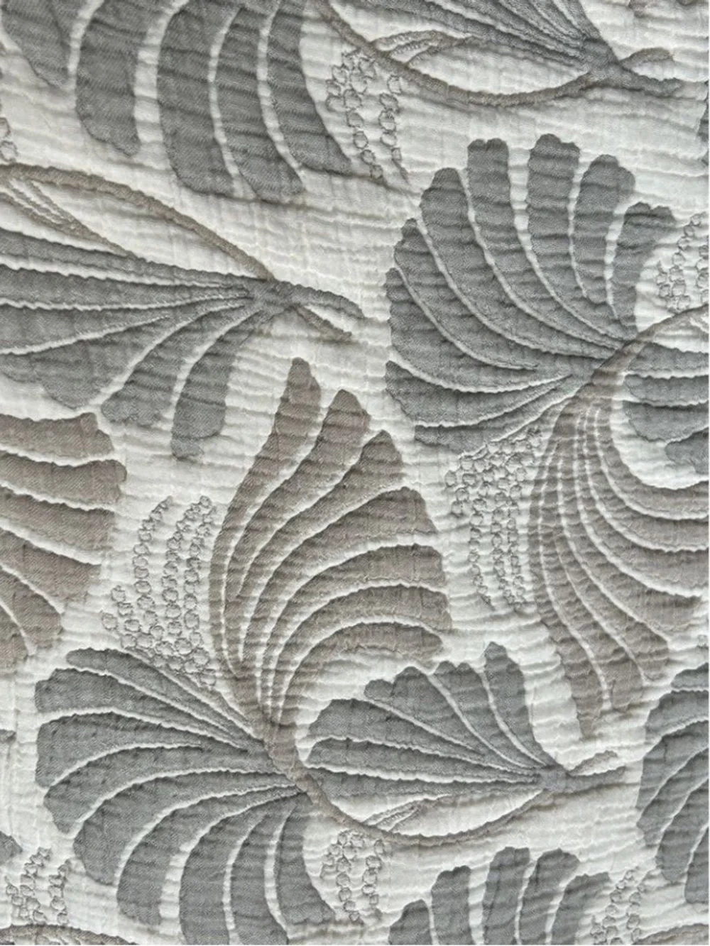 Greige Palms Quilted Woven Bedspread Luxury Blanket Woven Turkish Cotton Queen